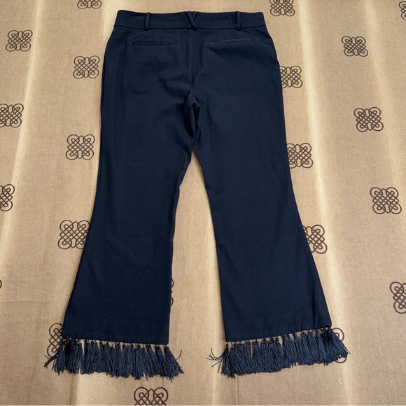 Anthropologie The Essential Tassel-Hem Cropped Flare Pant In Black Size 12 - Picture 9 of 16